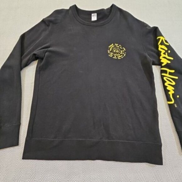 Uniqlo Keith Haring Sweatshirt Crewneck Size Large Sleeve Logo Black Long Sleeve - Picture 5 of 13